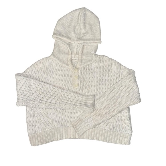 Aeropostale Women’s Small Cream Colored Cropped Sweater Hoodie Sexy Cozy Knit - Picture 2 of 7